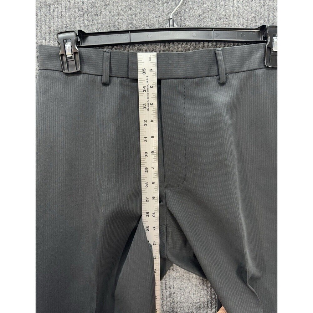 Perry Ellis Dress Pants Mens 33x30 Carbon Gray Pinstripe Polyester Slacks NWT - Picture 9 of 10